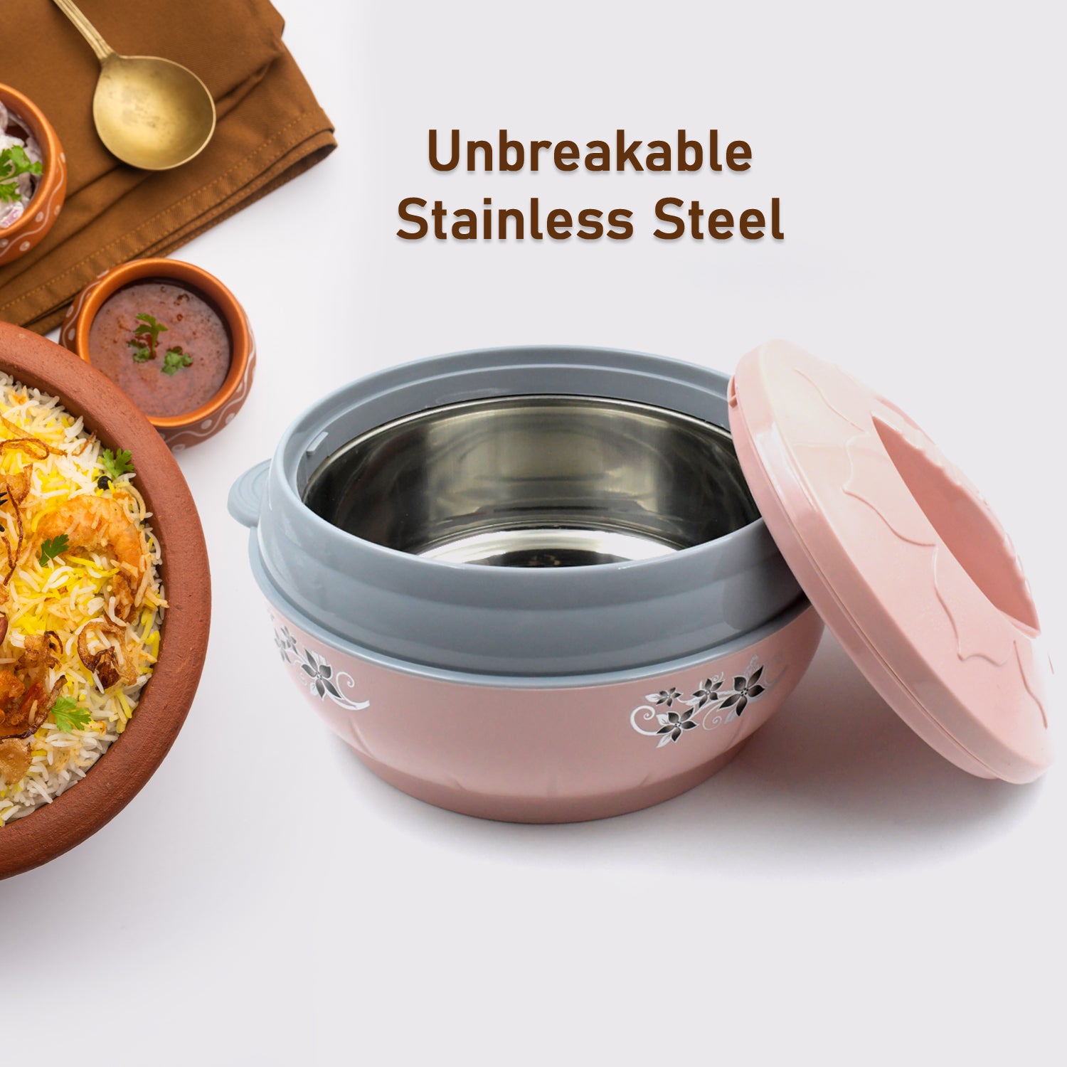 5788 High Quality Steel Casserole Box For Food Searving Inner Steel Insulated Casserole Hot Pot Flowers Printed Chapati Box For Roti Kitchen (Approx 4500 Ml) 5788 High Quality Steel Casserole Box For Food Searving Inner Steel Insulated Casserole Hot Pot Flowers Printed Chapati Box For Roti Kitchen (Approx 4500 Ml)
